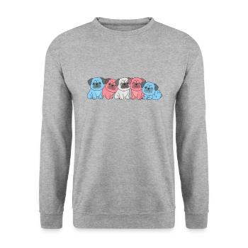 Transgender Flag Pug Pride LGBTQ Cute Dogs - Unisex Sweatshirt - salt & pepper - Front - Alina (178cm) & Michal (187cm)