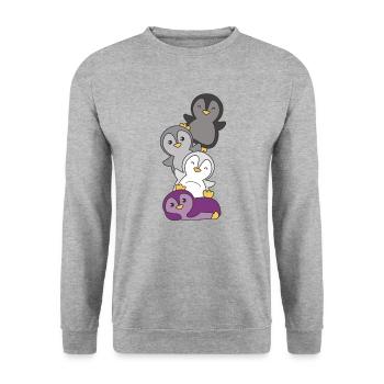 Asexual Flag Pride LGBTQ Cute Penguin Bunch - Unisex Sweatshirt - salt & pepper - Front - Alina (178cm) & Michal (187cm)