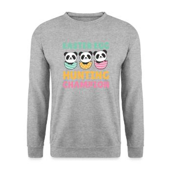 süße Pandas zu Ostern mit Ostereiern Panda - Unisex Pullover - Weißgrau meliert - Vorne - Alina (178cm) & Michal (187cm)