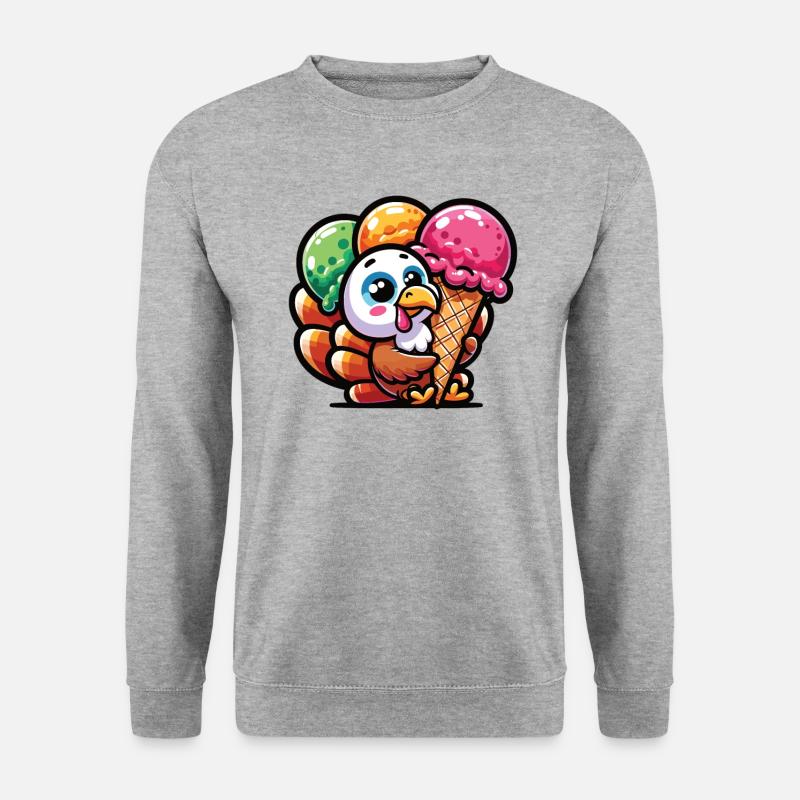 Thanksgiving Truthahn mit Eis - Unisex Pullover - Weißgrau meliert
