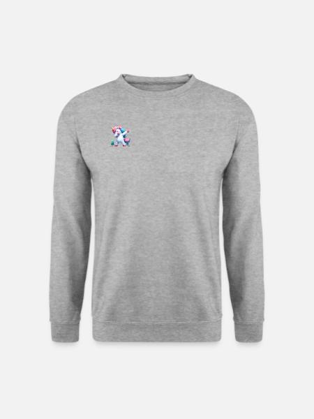 Dabbendes Einhorn Polygon klein - Unisex Pullover - Weißgrau meliert