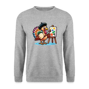 Thanksgiving Artiste Turquie Peintre - Sweat-shirt Unisexe - gris chiné - Devant - Alina (178cm) & Michal (187cm)