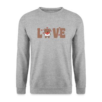 Ours pour la Saint-Valentin animaux mignons avec des cœurs amour - Sweat-shirt Unisexe - gris chiné - Devant - Alina (178cm) & Michal (187cm)