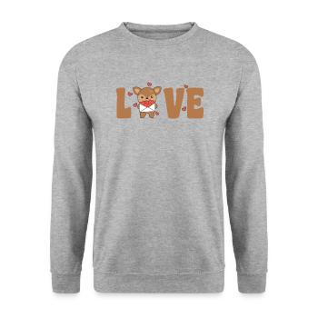 Cerf pour la Saint-Valentin Animaux mignons avec amour des cœurs - Sweat-shirt Unisexe - gris chiné - Devant - Alina (178cm) & Michal (187cm)