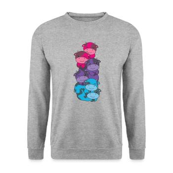 androgyn Flag Pride LGBTQ süße Kuh - Unisex Pullover - Weißgrau meliert - Vorne - Alina (178cm) & Michal (187cm)