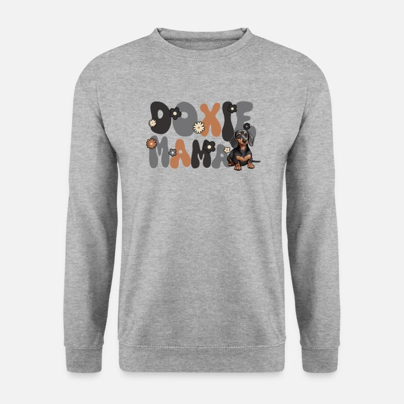 Dackel Groovy Doxie Mama - Unisex Pullover - Weißgrau meliert