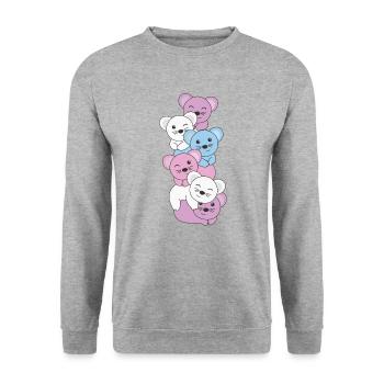 Intersex Flag Pride LGBTQ süße Maus - Unisex Pullover - Weißgrau meliert - Vorne - Alina (178cm) & Michal (187cm)