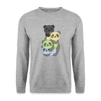 cassgender Flag Pride LGBTQ süße Panda - Unisex Pullover - Weißgrau meliert - Vorne - Alina (178cm) & Michal (187cm)