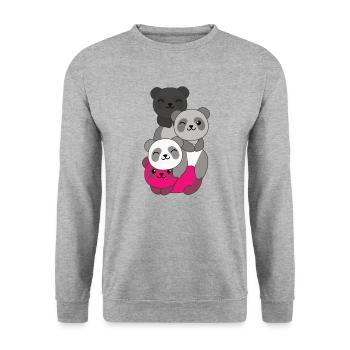 Gynephilia Flag Pride LGBTQ süße Panda - Unisex Pullover - Weißgrau meliert - Vorne - Alina (178cm) & Michal (187cm)