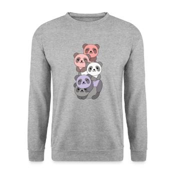 cupioromantic Flag Pride LGBTQ süßer Panda - Unisex Pullover - Weißgrau meliert - Vorne - Alina (178cm) & Michal (187cm)