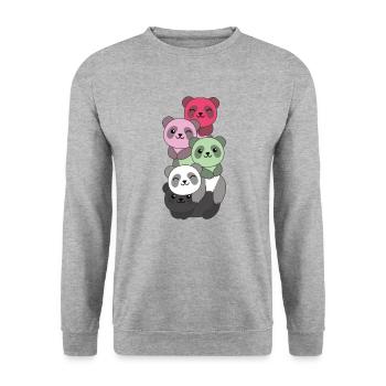 réciproque drapeau fierté LGBTQ panda mignon - Sweat-shirt Unisexe - gris chiné - Devant - Alina (178cm) & Michal (187cm)