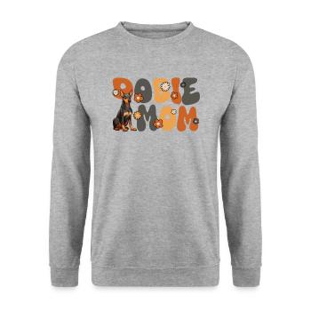 Doberman Pinscher Groovy Dobie Mom - Unisex Sweatshirt - salt & pepper - Front - Alina (178cm) & Michal (187cm)