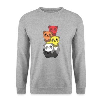 Lithsexuell Flag Pride LGBTQ süße Panda - Unisex Pullover - Weißgrau meliert - Vorne - Alina (178cm) & Michal (187cm)