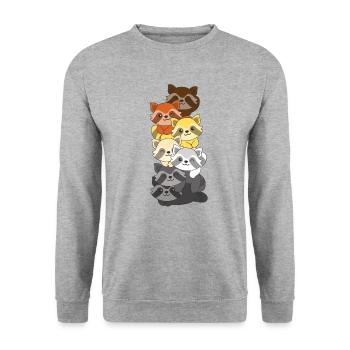 Ours Fraternité Drapeau Fierté LGBTQ Mignon Raton laveur - Sweat-shirt Unisexe - gris chiné - Devant - Alina (178cm) & Michal (187cm)