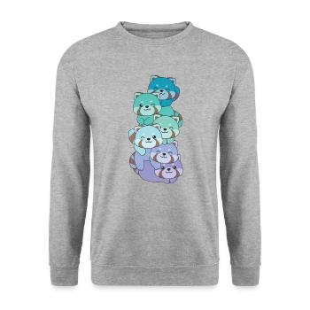 Neptunic Flag Pride LGBTQ Mignon Panda roux Stack - Sweat-shirt Unisexe - gris chiné - Devant - Alina (178cm) & Michal (187cm)