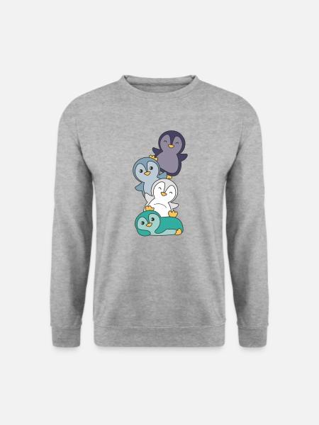 oriented aroace Flag Pride LGBTQ süße Pinguin - Unisex Pullover - Weißgrau meliert