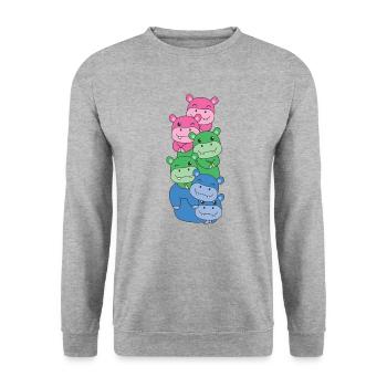 Polysexuel Drapeau Fierté LGBTQ Hippopotame mignon - Sweat-shirt Unisexe - gris chiné - Devant - Alina (178cm) & Michal (187cm)