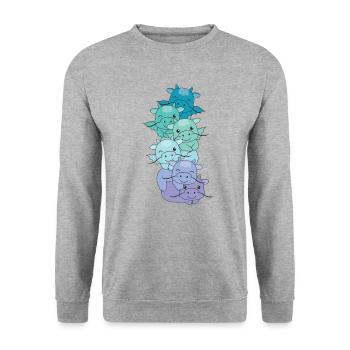 Neptunic Flag Pride LGBTQ süßer Drache Stapel - Unisex Pullover - Weißgrau meliert - Vorne - Alina (178cm) & Michal (187cm)