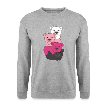 transfem Flag Pride LGBTQ süße Bär - Unisex Pullover - Weißgrau meliert - Vorne - Alina (178cm) & Michal (187cm)