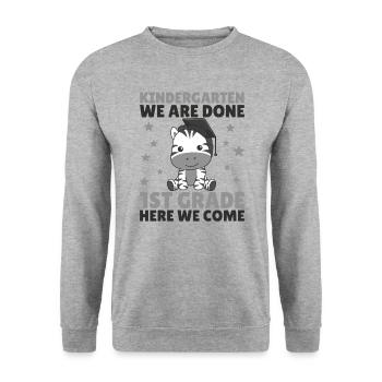 Kids Kindergarten graduate Zebra 1st grade - Unisex Pullover - Weißgrau meliert - Vorne - Alina (178cm) & Michal (187cm)
