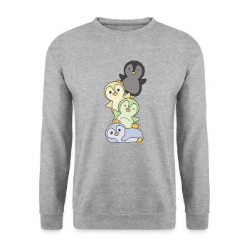 cassgender Flag Pride LGBTQ süße Pinguin - Unisex Pullover - Weißgrau meliert - Vorne - Alina (178cm) & Michal (187cm)