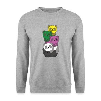 Ceterosexuell Flag Pride LGBTQ süße Panda - Unisex Pullover - Weißgrau meliert - Vorne - Alina (178cm) & Michal (187cm)
