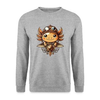 Kawaii Steampunk Axolotl Fantasy Axolotl amant - Sweat-shirt Unisexe - gris chiné - Devant - Alina (178cm) & Michal (187cm)