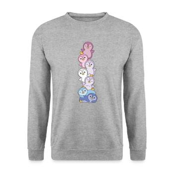 Bigenre Drapeau Fierté LGBTQ Pingouin mignon - Sweat-shirt Unisexe - gris chiné - Devant - Alina (178cm) & Michal (187cm)