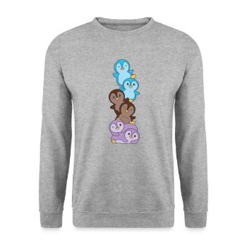 drapeau androsexuel fierté lgbtq pingouin mignon - Sweat-shirt Unisexe - gris chiné - Devant - Alina (178cm) & Michal (187cm)