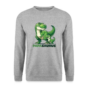 Papasaurus Fête des pères Meilleur papa T-Rex Dinosaure - Sweat-shirt Unisexe - gris chiné - Devant - Alina (178cm) & Michal (187cm)