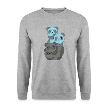 Autosexuell Flag Pride LGBTQ süße Panda - Unisex Pullover - Weißgrau meliert - Vorne - Alina (178cm) & Michal (187cm)