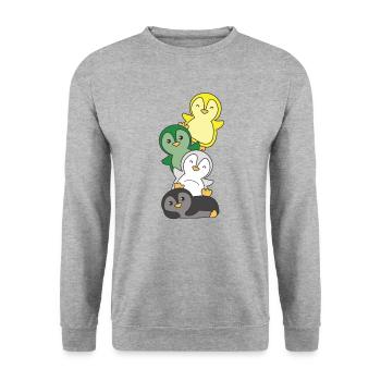 Drapeau scoliosexuel fierté LGBTQ pingouin mignon - Sweat-shirt Unisexe - gris chiné - Devant - Alina (178cm) & Michal (187cm)