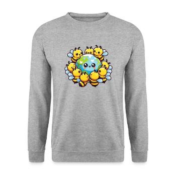 Sauvez la Terre Les abeilles vivent ici Sauvez les abeilles - Sweat-shirt Unisexe - gris chiné - Devant - Alina (178cm) & Michal (187cm)