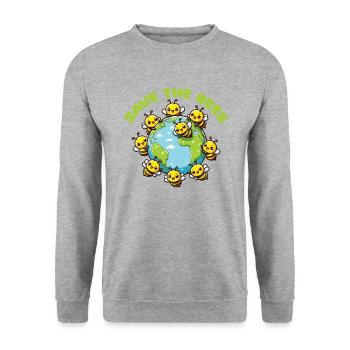 Sauvez la Terre Les abeilles vivent ici Sauvez les abeilles - Sweat-shirt Unisexe - gris chiné - Devant - Alina (178cm) & Michal (187cm)