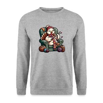 Thanksgiving Granny Turkey Knits - Unisex Sweatshirt - salt & pepper - Front - Alina (178cm) & Michal (187cm)