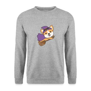 Corgi Halloween Witch Kids Witches Costume - Unisex Sweatshirt - salt & pepper - Front - Alina (178cm) & Michal (187cm)