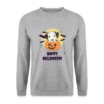 Dalmatians in Pumpkin Cute Dogs Happy Halloween - Unisex Sweatshirt - salt & pepper - Front - Alina (178cm) & Michal (187cm)