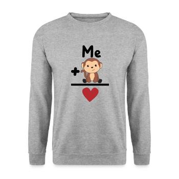 Lieblingstier Affe Liebe Herz Affen - Unisex Pullover - Weißgrau meliert - Vorne - Alina (178cm) & Michal (187cm)