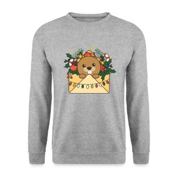 Beaver Christmas Letter Winter Animals Beaver - Unisex Sweatshirt - salt & pepper - Front - Alina (178cm) & Michal (187cm)