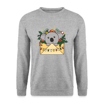 Koala Weihnachten Brief Winter Tiere Koalas - Unisex Pullover - Weißgrau meliert - Vorne - Alina (178cm) & Michal (187cm)