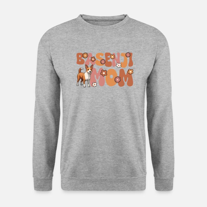 Basenji Groovy Basenji Mom - Unisex Pullover - Weißgrau meliert