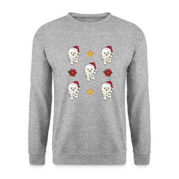 Alpaka Weihnachten Winter Tiere Alpakas - Unisex Pullover - Weißgrau meliert - Vorne - Alina (178cm) & Michal (187cm)