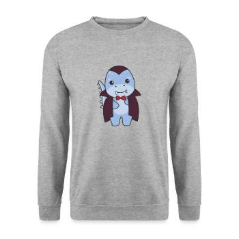 Dino Happy Halloween Cute Vampire Costume - Unisex Sweatshirt - salt & pepper - Front - Alina (178cm) & Michal (187cm)