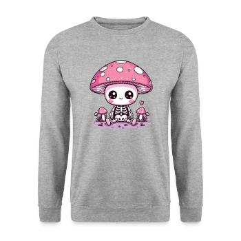 Squelette de champignon mignon Squelette effrayant Kawaii - Sweat-shirt Unisexe - gris chiné - Devant - Alina (178cm) & Michal (187cm)