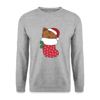 Chats mignons en chaussettes de Noël pour Noël - Sweat-shirt Unisexe - gris chiné - Devant - Alina (178cm) & Michal (187cm)