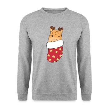 Mignonnes girafes en chaussettes de Noël pour Noël - Sweat-shirt Unisexe - gris chiné - Devant - Alina (178cm) & Michal (187cm)