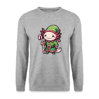 Axolotl Joyeux Noël Elfe d’hiver Axolotl - Sweat-shirt Unisexe - gris chiné - Devant - Alina (178cm) & Michal (187cm)