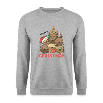Loutre arbre de Noël Joyeux Noël - Sweat-shirt Unisexe - gris chiné - Devant - Alina (178cm) & Michal (187cm)