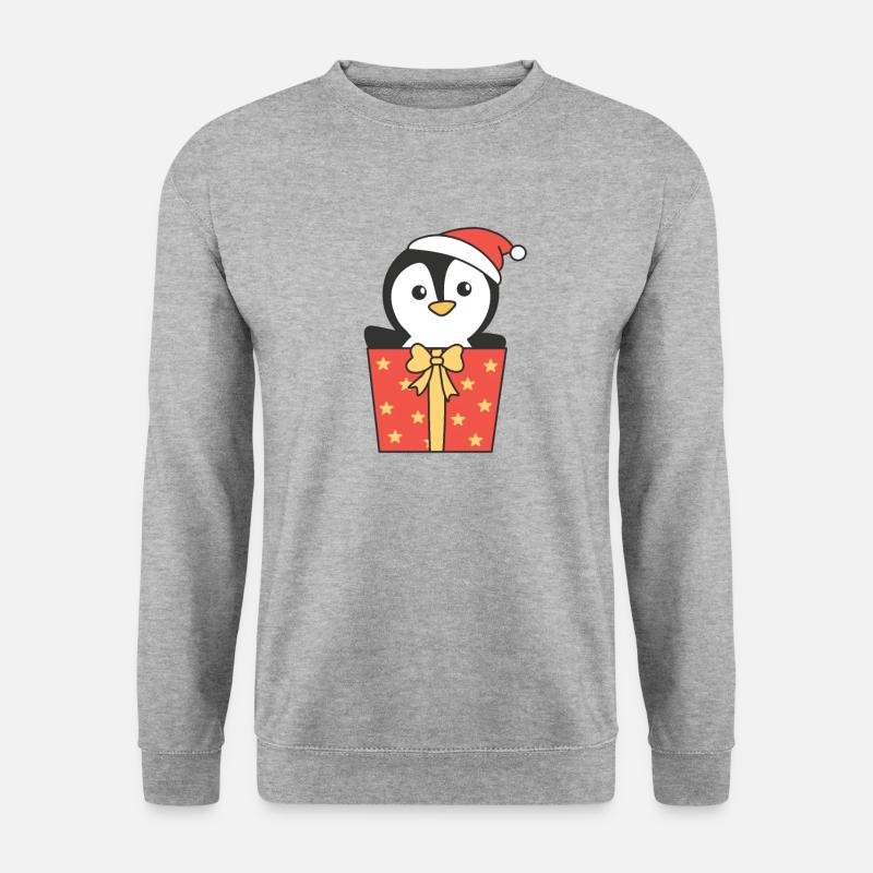 Pinguin Weihnachten Geschenk Winter Tiere - Unisex Pullover - Weißgrau meliert