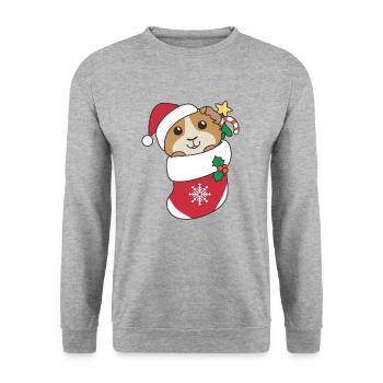 Cochon d’Inde Noël Neige Hiver Animaux - Sweat-shirt Unisexe - gris chiné - Devant - Alina (178cm) & Michal (187cm)